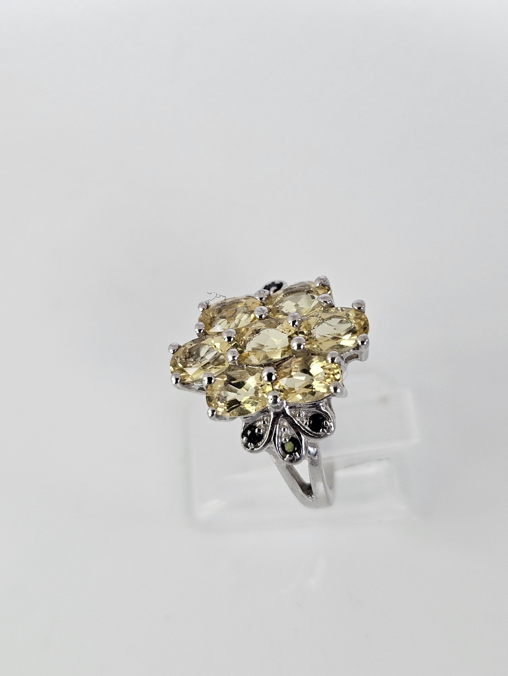 Genuine Yellow Citrine & Black Onyx Ring Sterling Silver Size 8! - Picture 6 of 9